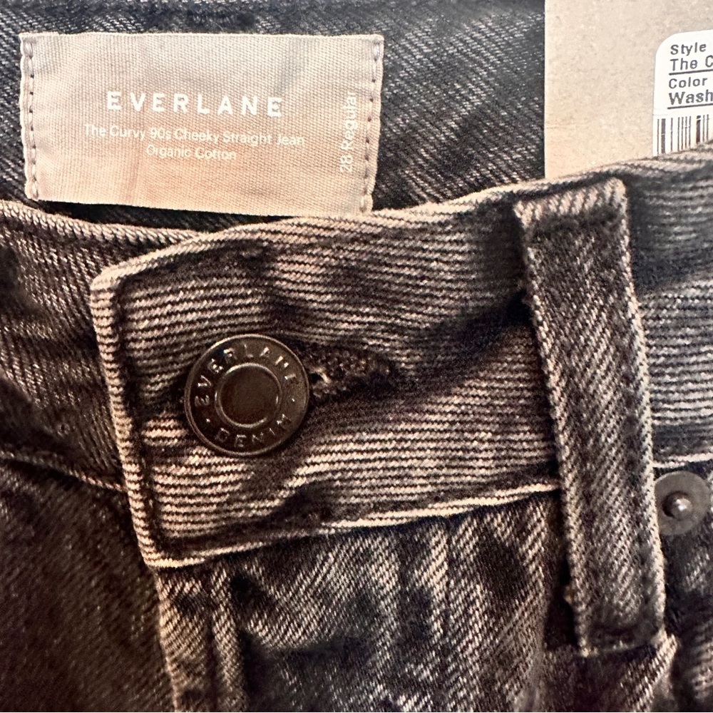 Everlane The Curvy‎ 90s Cheeky Straight Jean Washed Black Sz 28 Brand New $110 - Picture 13 of 16